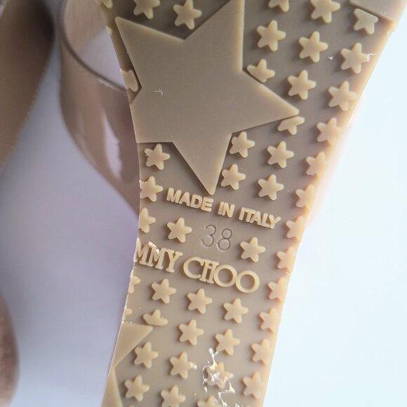 Jimmy Choo Tan Cream Patent Leather Cork Platform Thong Sandals Size EU 38 - Picture 10 of 11